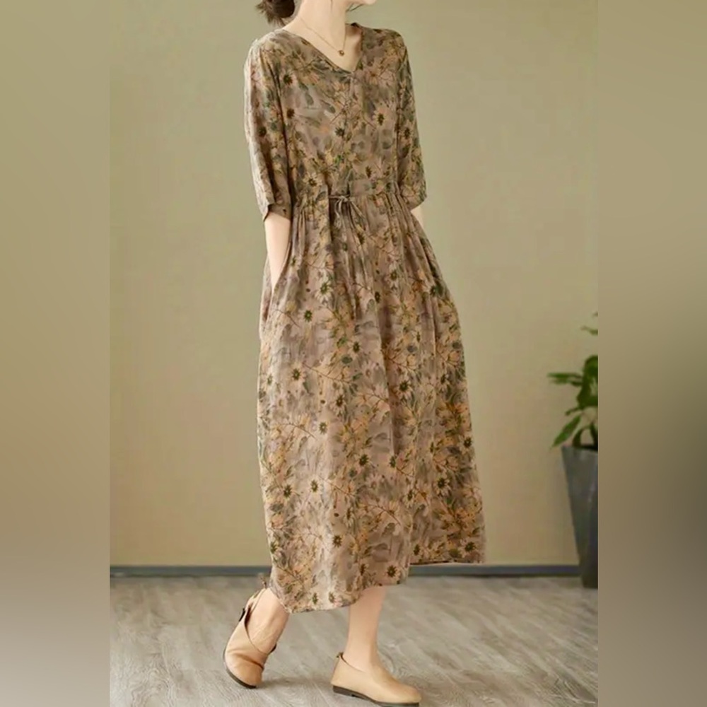 New boho cotton midi dress